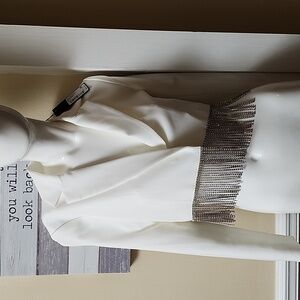 Gianni Bini White Blazer with Silver Fringe. Some Fringes Missing See Pictures